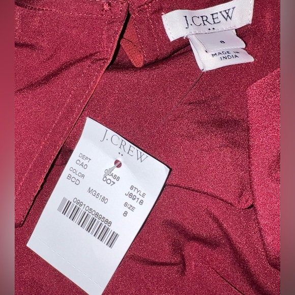 J. Crew NWT Textured Eyelets Ruffled Blouse Burgundy Shirt Long Sleeve Size 8 - Picture 3 of 4